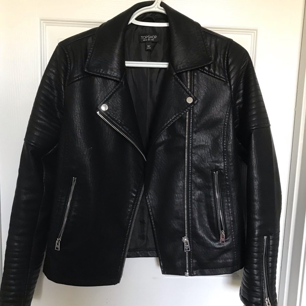 Faux leather biker jacket
